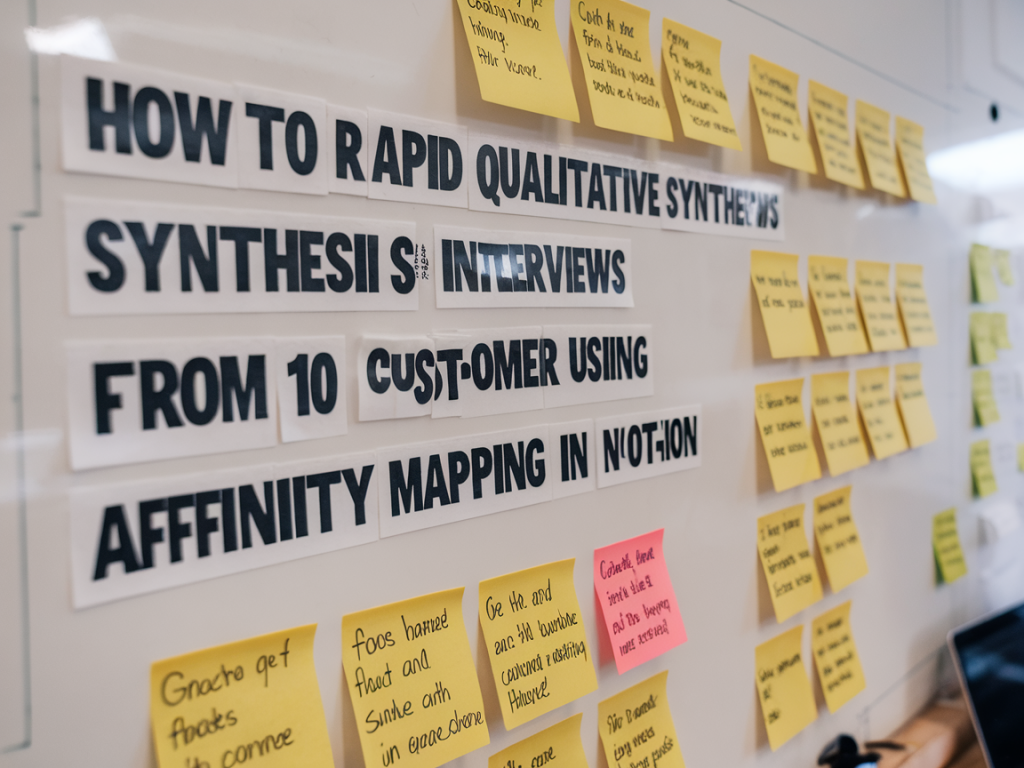 How to run rapid qualitative synthesis from 10 customer interviews using affinity mapping in notion